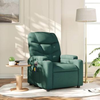 Sillón de masaje reclinable de tela verde oscuro vidaXL