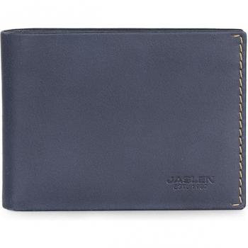 Cartera de hombre Lyon de piel con bloqueo RFID en color azul marino-camel