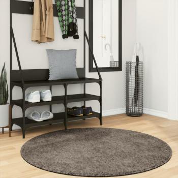 Alfombra pelo largo aspecto brillante ISTAN Ø 120 cm Color Antracita, Beige, Crema - Alfombra de Piso para Sala de Estar, Dormitorio, Habitación, Salón