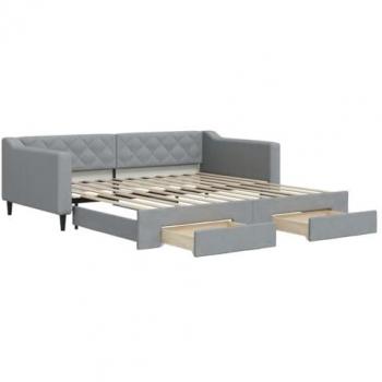 Sofá cama nido con cajones tela gris claro 100x200 cm