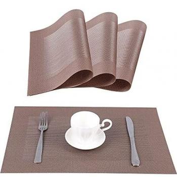 Amazon Brand – Eono 4 Manteles Individuales de PVC Antideslizantes, Repelen la Suciedad y Lavables, Respetuosas con el Medio Ambiente