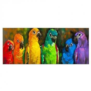 Impresión sobre Lienzo de Loros Multicolor, Poliéster y Madera, 100x3x70 cm