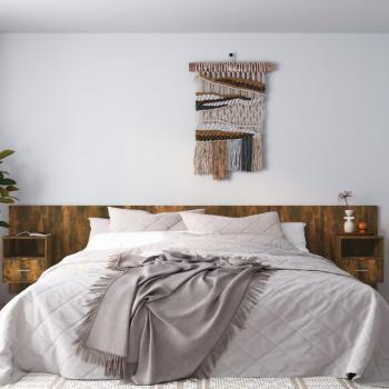 Cabecero de cama con mesitas de madera contrachapada en roble ahumado