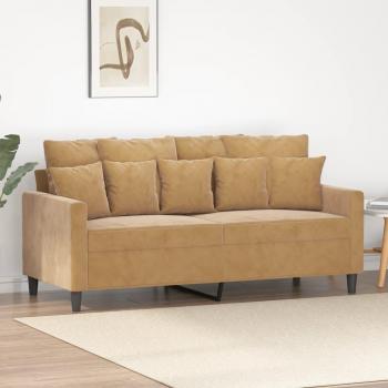 Sofá 2 plazas terciopelo marrón 140 cm