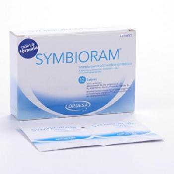Symbioram 12 sobres, complemento alimenticio simbiótico que favorece la recuperación de la flora intestinal - < 12 años 1 sobre al día / >12 años 2 sobres al día