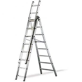Escalera Aluminio Industrial Pronor 3 Tramos.10+10+10 Peldaños