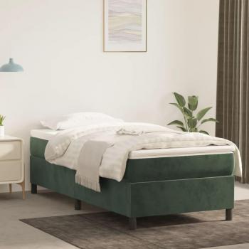 Colchón y Estructura de cama box spring terciopelo verde oscuro 90x200 cm Vidaxl