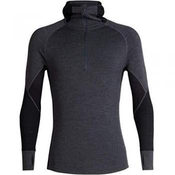 Icebreaker 260 Zone - Sudadera con capucha y cremallera para hombre, Hombre, color gris oscuro/negro, tamaño extra-large