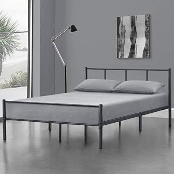 Cama Individual Laos de Metal con Somier 120 x 200 cm en Gris Oscuro Mate