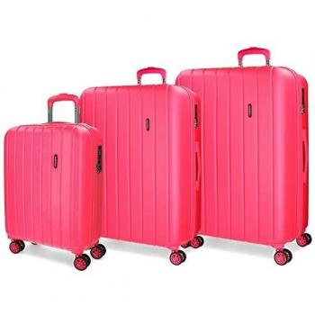 Movom Wood Juego de maletas Rosa 55/65/75 cms Rígida ABS Cierre TSA 220L 4 Ruedas Dobles Equipaje de Mano