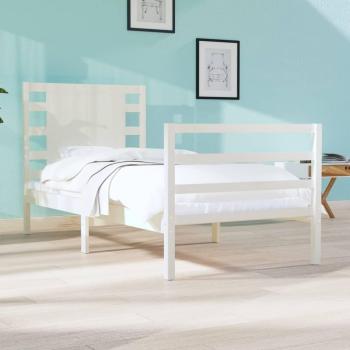 Cama individual de madera maciza de pino blanco 90x190 cm