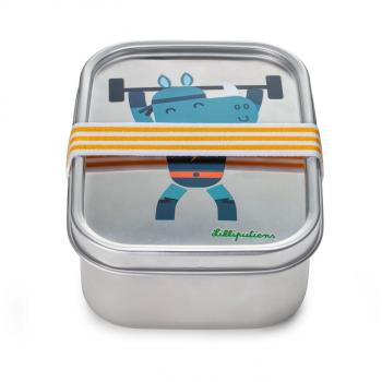 Lonchera Super Marius de Lilliputiens - Caja de almuerzo con diseño de Super Mario, fabricada en material resistente y fácil de limpiar, incluye compartimentos para separar alimentos, tapa hermética para evitar derrames, asa para