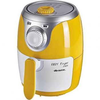 Ariete 4615 - Mini freidora saludable Airy, sin aceite, temporizador,1000 W, amarillo y blanco