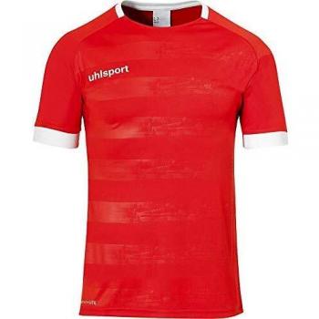 uhlsport Division II Shirt Shortsleeved Camiseta De Entrenamiento De Fútbol, Hombre, Rojo/Blanco, 116