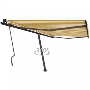 Toldo Autoportante Manual Retráctil Día y Noche 450x300 cm Amarillo/Blanco