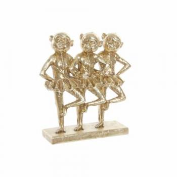 Figura Decorativa Mono Colonial Moderno en Resina Gris Dorado (23 x 9.5 x 24 cm) DKD Home Decor