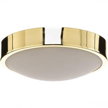 Plafón de Techo Jaris, vidrio curvo, Ø 26 cm, dorado, metal, 1 llama, E27 para salón y comedor
