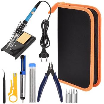 Set de soldadura 220 V 60 W, oziral Elektronik Soldador Kit Ajuste barem Temperatura lötgriff con soporte de metal, 5 PCS diferentes puntas, estaño, bomba desoldadora, pinzas, Pelacables y alicates