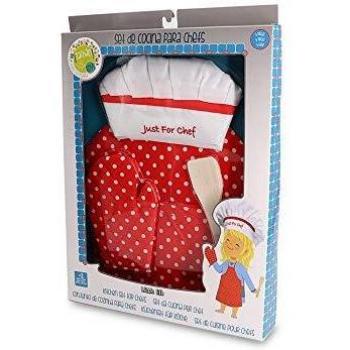 Tachan - Set de cocinero para chefs con delantal, Rojo/Gorro