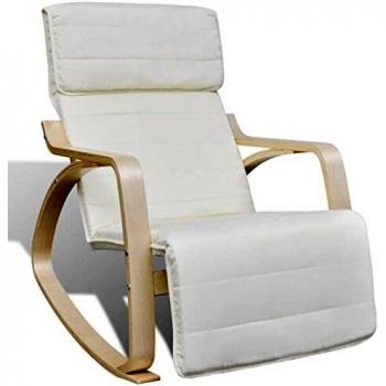 vidaXL Mecedora Ajustable con Reposabrazos Crema Silla Asiento Sillón Salón