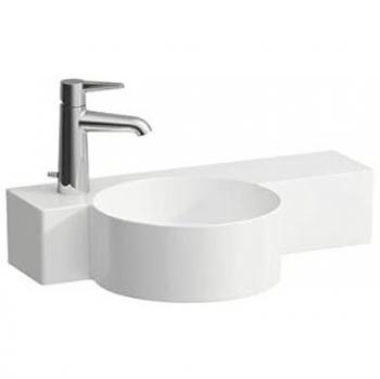 Lavabo Laufen Val 550x315 mm, con balda a la derecha, sin orificio para grifería, con rebosadero, color blanco