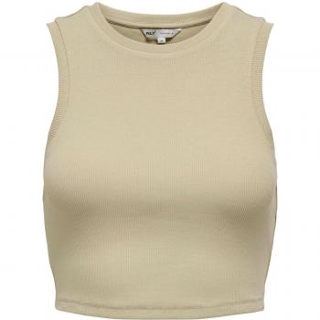 Top crop sisa mujer Only Vilma color beige oscuro