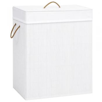 vidaXL Bamboo Laundry Basket White 83 L