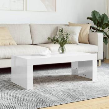 Mesa de centro de madera de ingeniería blanco brillo 102x50x36 cm