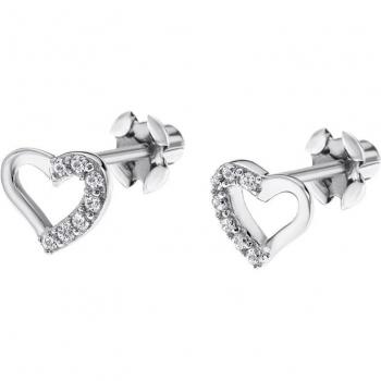 Pendientes de plata con motivo de corazón Time Road WS01661