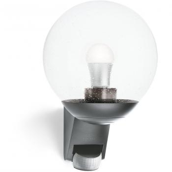 Lámpara de exterior Steinel L 585 S con sensor de movimiento E27, color gris antracita, IP44, alcance 12 m, ángulo de detección 180°