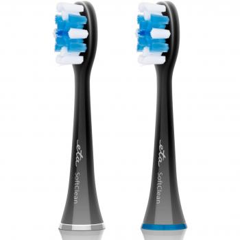 ETA Toothbrush Replacement SoftClean ETA070790600 Heads, For adults, Number of brush heads included 2, Black
