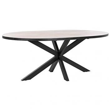 Mesa de Comedor DKD Home Decor 200x100 cm Natural Negro Metal Madera de Mango
