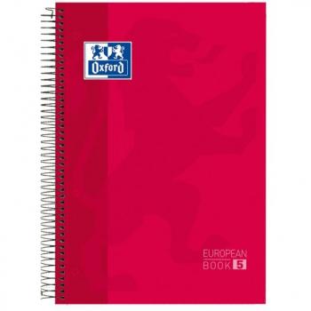Cuaderno espiral A4+ 120h 5x5 Europeanbook5 color rojo