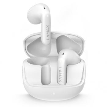 LAMAX Tones1 Wireless In-Ear Headphones - White, Bluetooth, 40h Battery Life, Sweat & Water Resistant