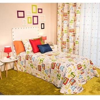 Clara Vidal - Colcha estampada infantil Trafic, Cama 090: 180x270 cm, multicolor