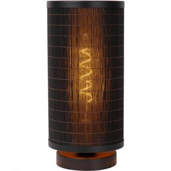 Lámpara de mesa Tagalog de estilo escandinavo en bambú y negro, Ø15cm, 1xE27