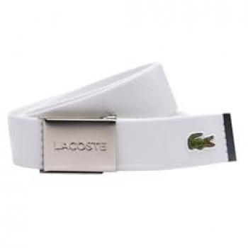 Cinturón Lacoste para Hombre - Ma in France, color blanco, de tela con cierre de hebilla deslizante grabada, tamaño 90 cm