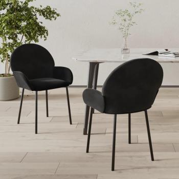 Black Velvet Dining Chairs Set of 2
