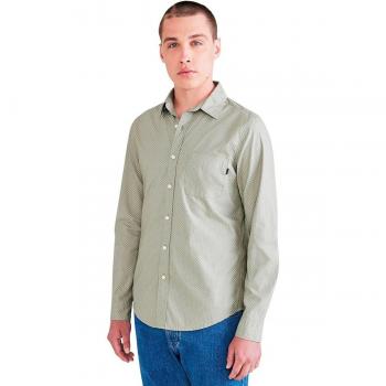 Dockers - Camisa de hombre slim fit de manga larga con micro estampado y bolsillo en el pecho