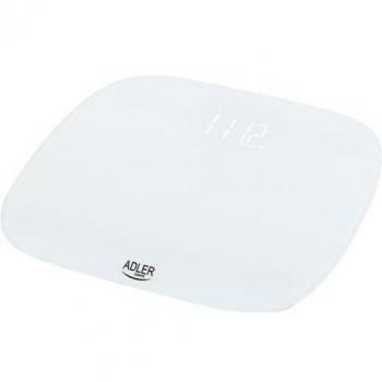 Adler AD8176 Báscula de Baño Digital Alta Precisión con Pantalla LED, Capacidad hasta 180Kg, Diseño Moderno en Vidrio Templado Blanco y Apagado Automático