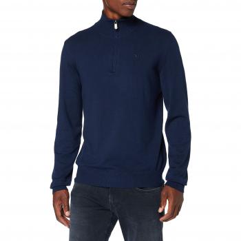Trussardi Jeans High Collar Slim Fit Ribs Visc Jersey, Azul