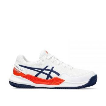 ASICS Gel-Resolution 9 GS Zapatilla Tierra Batida Niños - Blanco, Azul Oscuro, Junior, Modelo 1044A068-103
