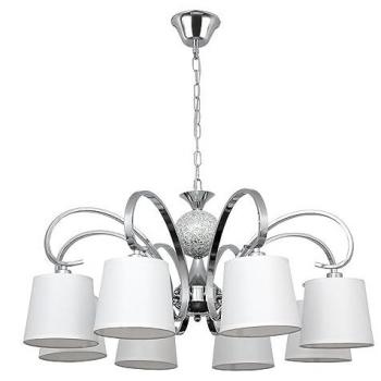Lámpara Concordia Elegante Regulable 8xe14 Cromo Pantalla Blanca 50-70x78d FABRILAMP