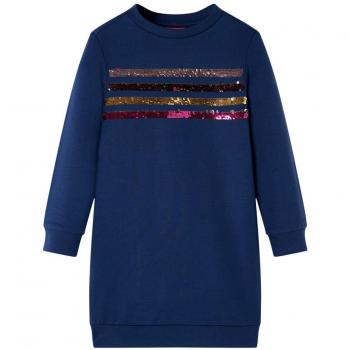 Vestido Sudadera Infantil Azul Marino Manga Larga Cuello Redondo 140
