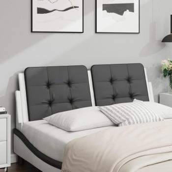 Cabecero de cama acolchado en cuero sintético blanco y negro de 120 cm