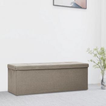 Banco de almacenamiento plegable de lino sintético gris taupe vidaXL