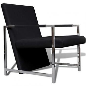 Sillón negro cúbico con patas cromadas de alta calidad