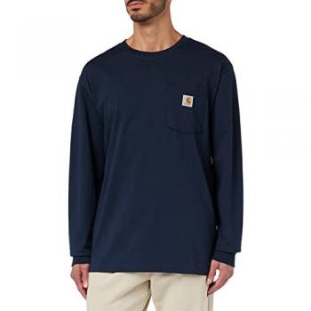 Camisa de Manga Larga Carhartt Workwear Pocket - Azul Marino, Talla M, Fit Suelto, Tejido Grueso