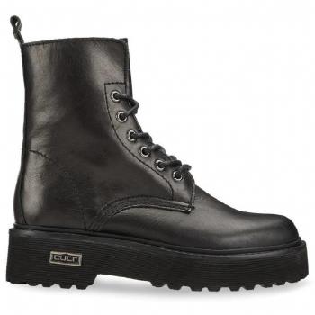 Black Leather Lace-up Ankle Boots for Women - Cult Slash 1814 CLE103