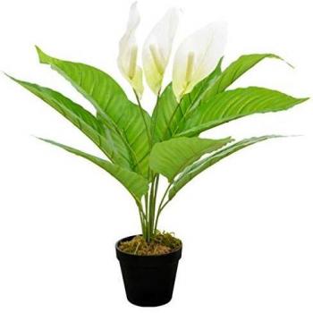vidaXL Planta artificial Anthurium con macetero 55 cm blanca